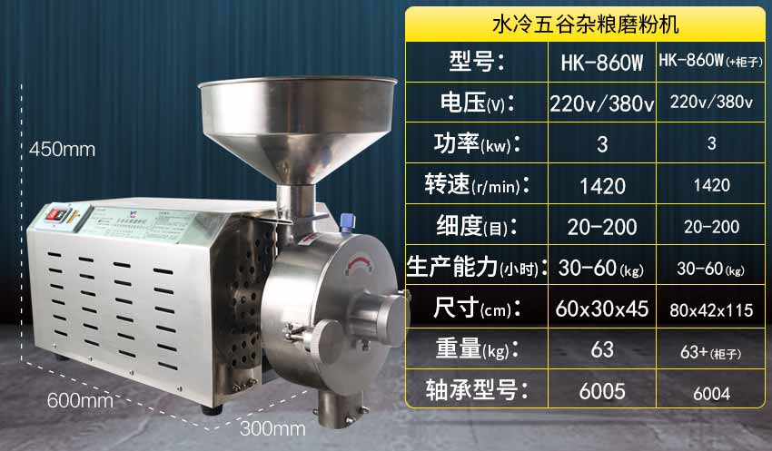 水冷式五谷雜糧磨粉機參數(shù)